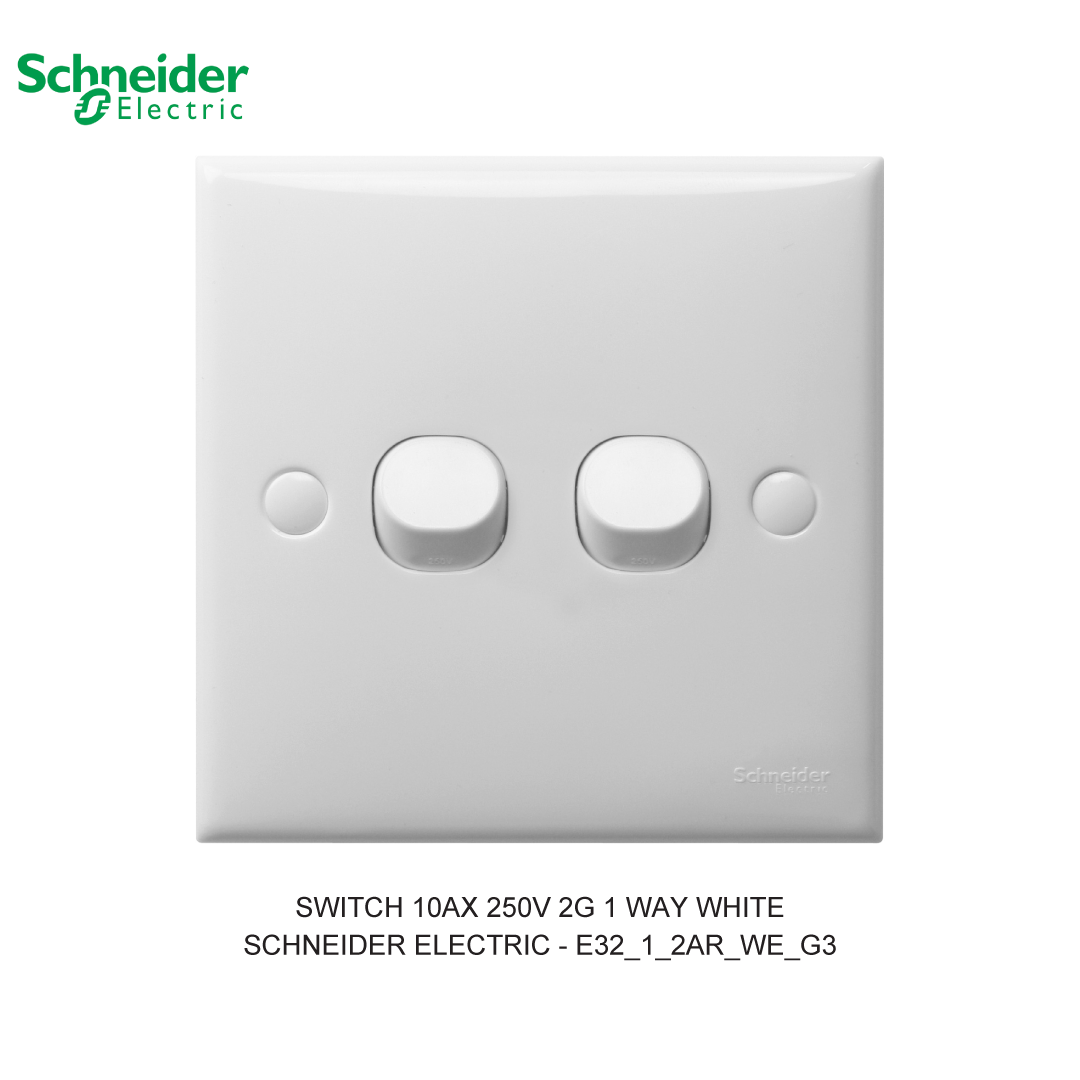 SWITCH 10AX 250V 2G 1 WAY WHITE