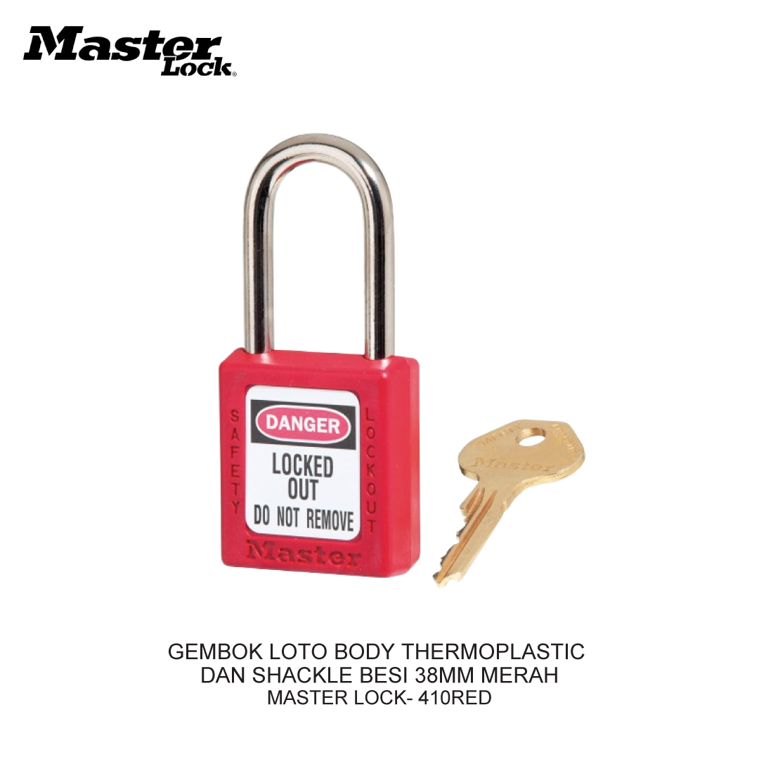 GEMBOK LOTO BODY THERMOPLASTIC AND SHACKLE BESI 38MM RED