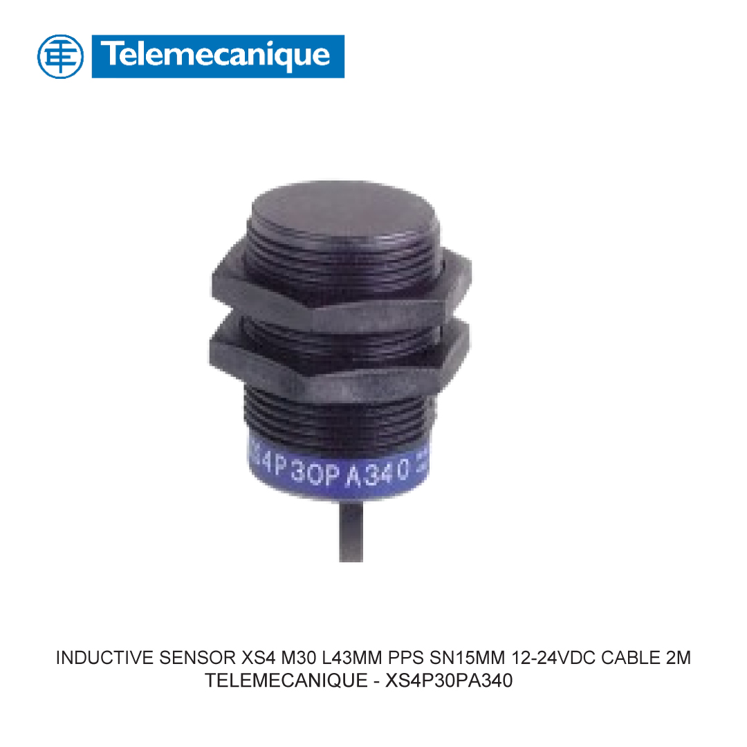 INDUCTIVE SENSOR XS4 M30 L43MM PPS SN15MM 12-24VDC CABLE 2M