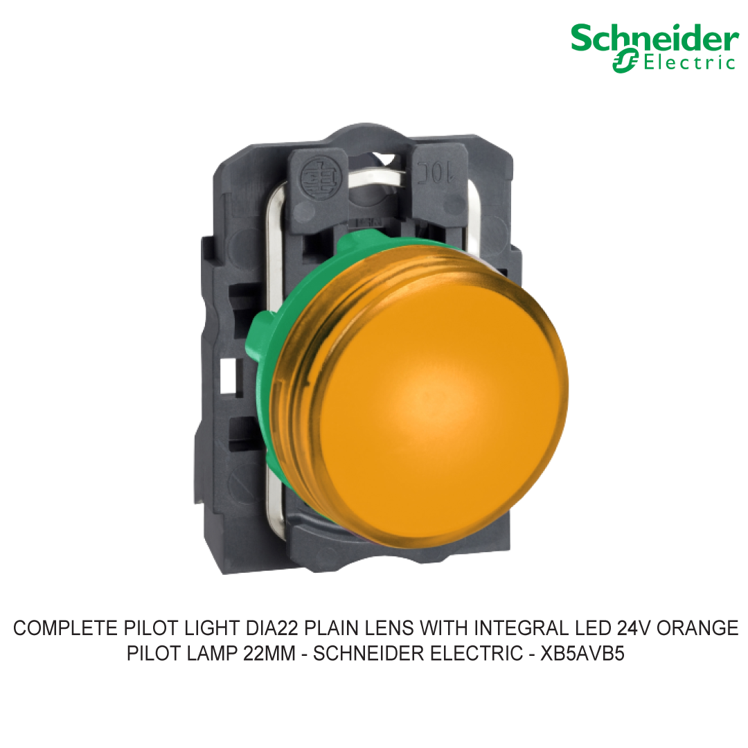 COMPLETE PILOT LIGHT DIA22 PLAIN LENS WITH INTEGRAL LED 24V ORANGE