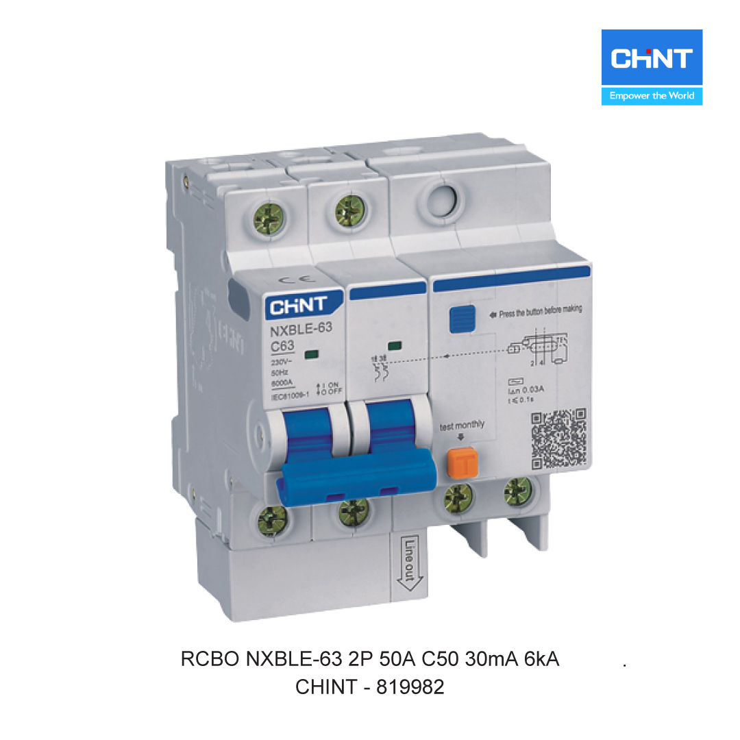 RCBO NXBLE-63 2P 50A C50 30mA 6kA
