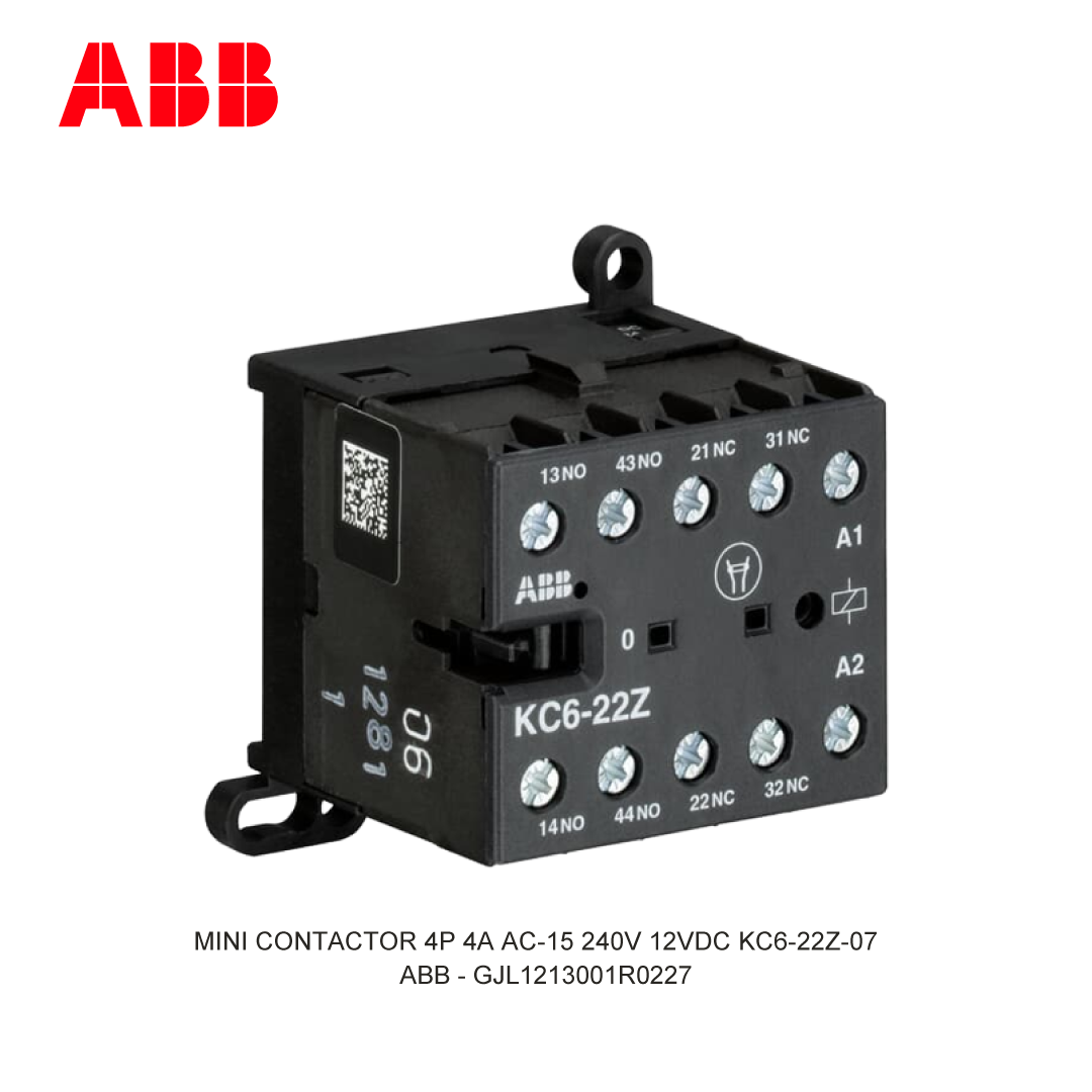 MINI CONTACTOR 4P 4A AC-15 240V 12VDC KC6-22Z-07