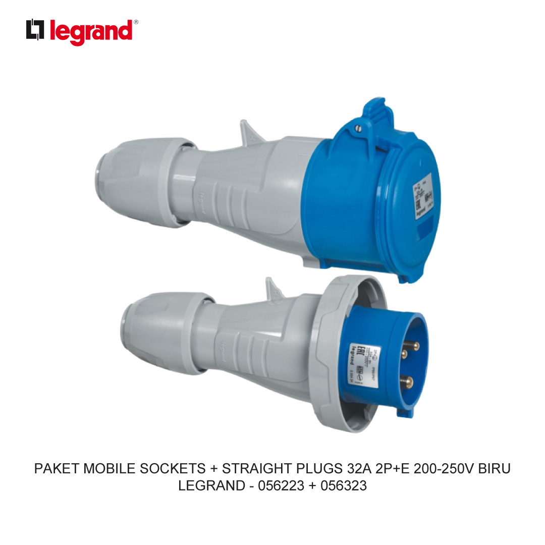 PACKAGE MOBILE SOCKETS + STRAIGHT PLUGS 32A 2P+E 200-250V BLUE