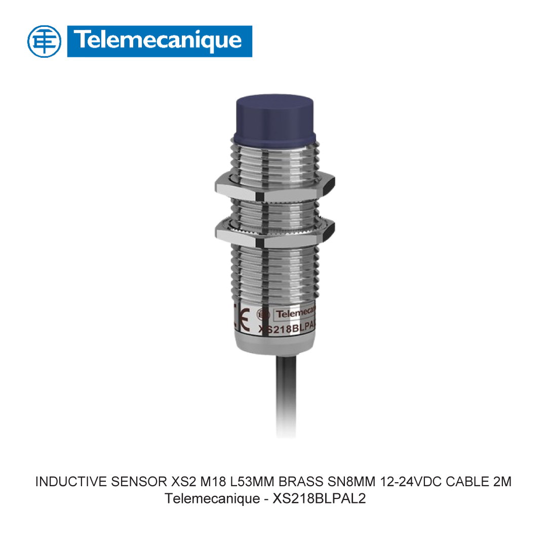 INDUCTIVE SENSOR XS2 M18 L53MM BRASS SN8MM 12-24VDC CABLE 2M