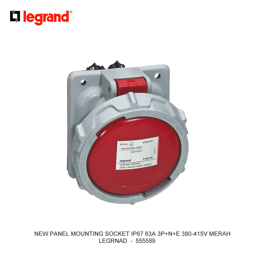 NEW PANEL MOUNTING SOCKET IP67 63A 3P+N+E 380-415V RED
