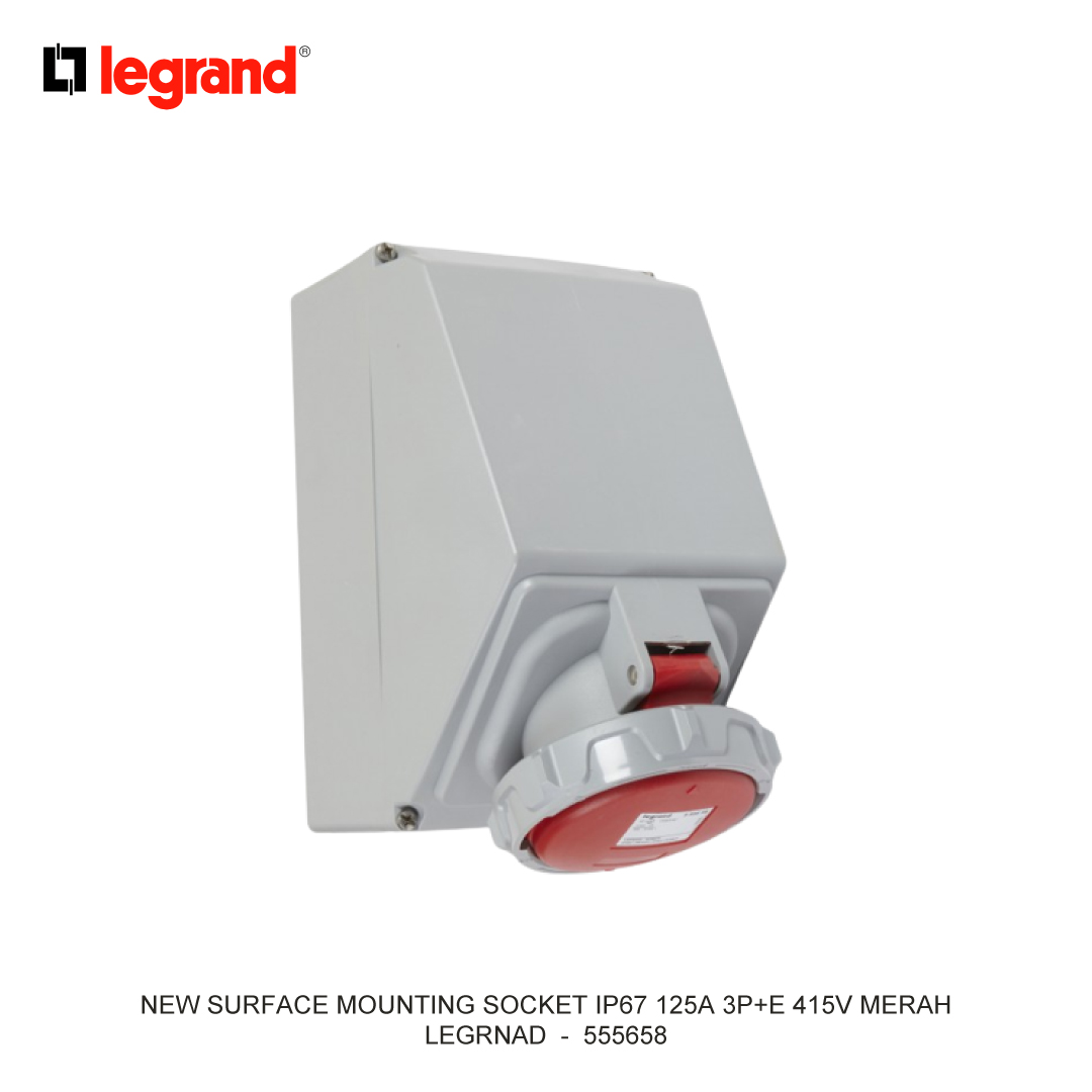 NEW SURFACE MOUNTING SOCKET IP67 125A 3P+E 415V RED