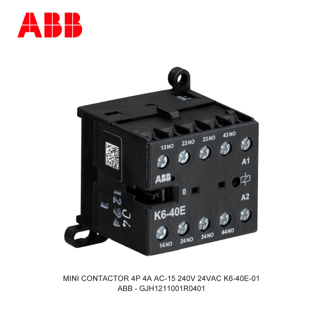 MINI CONTACTOR 4P 4A AC-15 240V 24VAC K6-40E-01