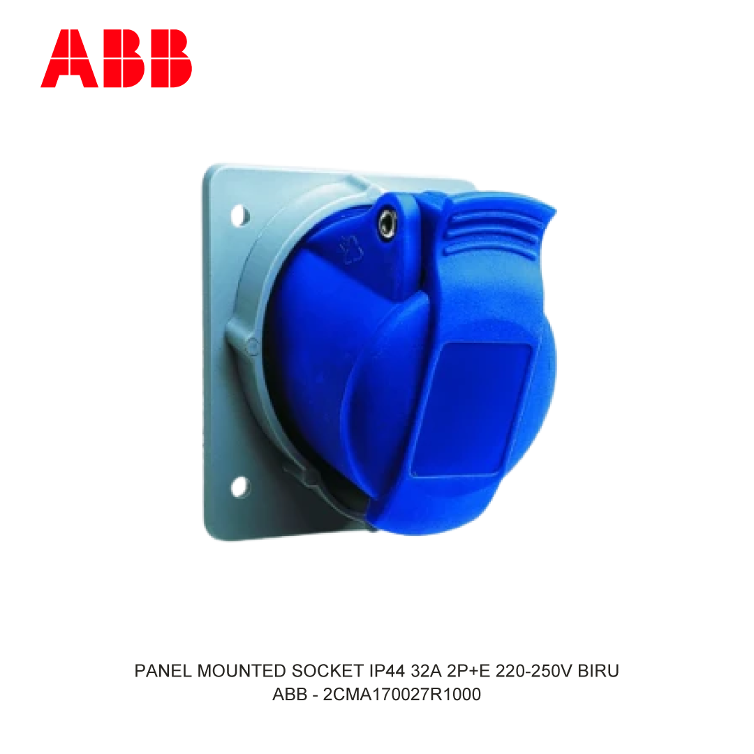PANEL MOUNTED SOCKET IP44 32A 2P+E 220-250V BIRU