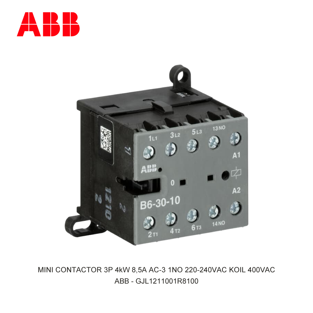 MINI KONTAKTOR 3P 4kW 8.5A AC-3 220-240V COIL 400VAC 1NO