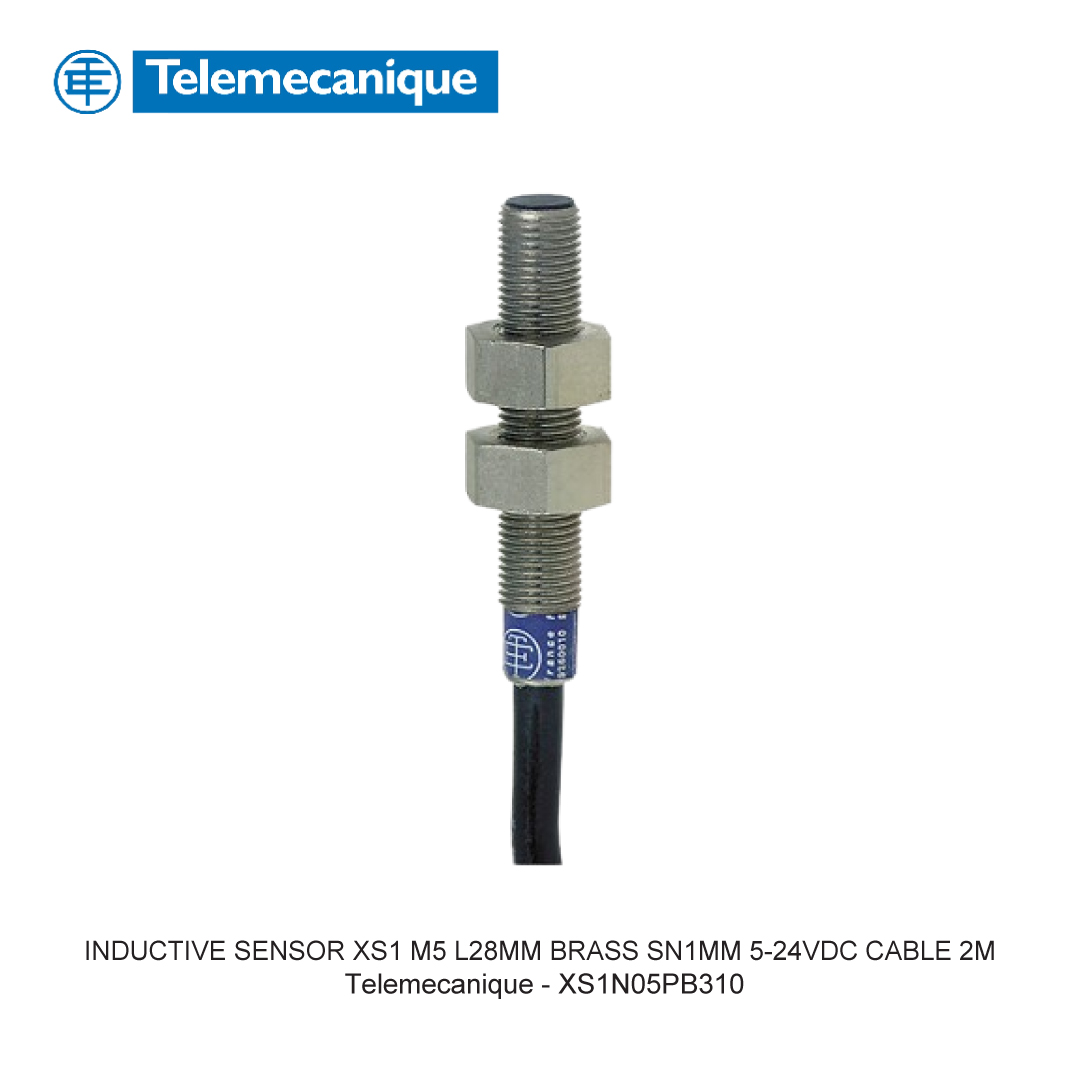 INDUCTIVE SENSOR XS1 M5 L28MM BRASS SN1MM 5-24VDC CABLE 2M