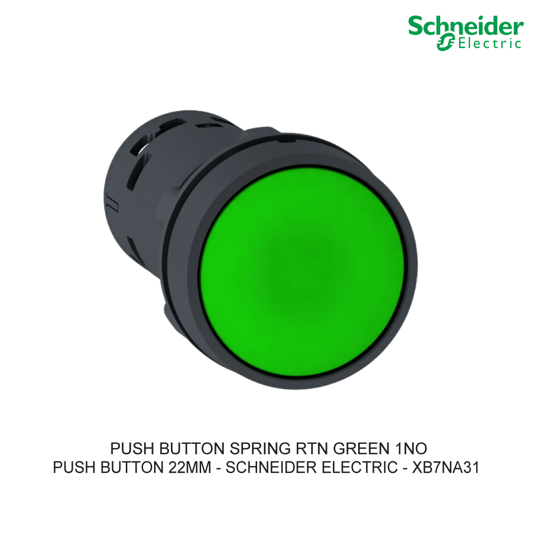 PUSH BUTTON SPRING RTN GREEN 1NO
