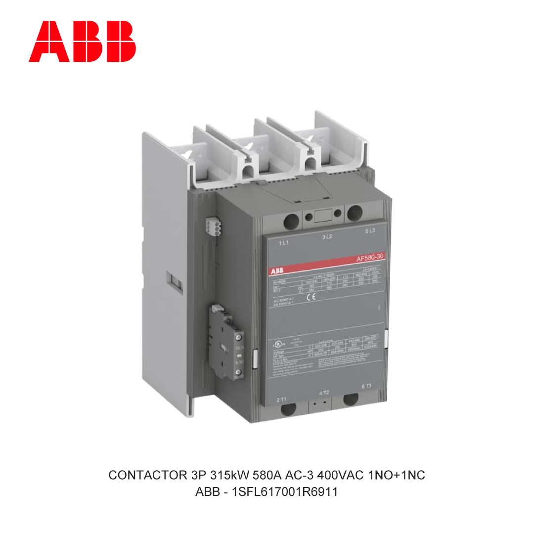 CONTACTOR 3P 315kW 580A AC-3 48-130V AC/DC 400V COIL 1NO+1NC