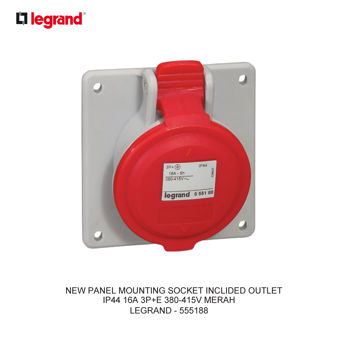 NEW PANEL MOUNTING SOCKET INCLIDED OUTLET IP44 16A 3P+E 380-415V RED