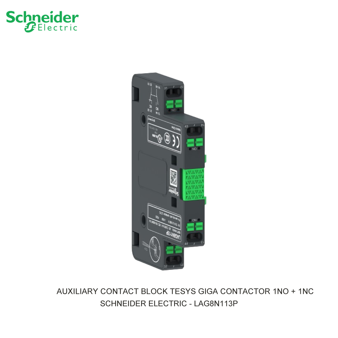 AUXILIARY CONTACT BLOCK TESYS GIGA CONTACTOR 1NO + 1NC LATERAL FACE SIDE MOUNTING PUSH-IN TERMINALS L1/R1