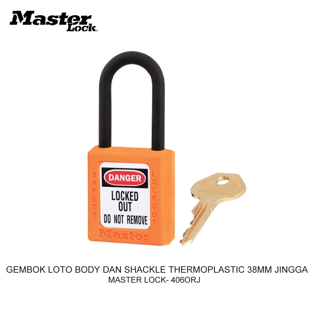 GEMBOK LOTO BODY AND SHACKLE THERMOPLASTIC 38MM ORANGE