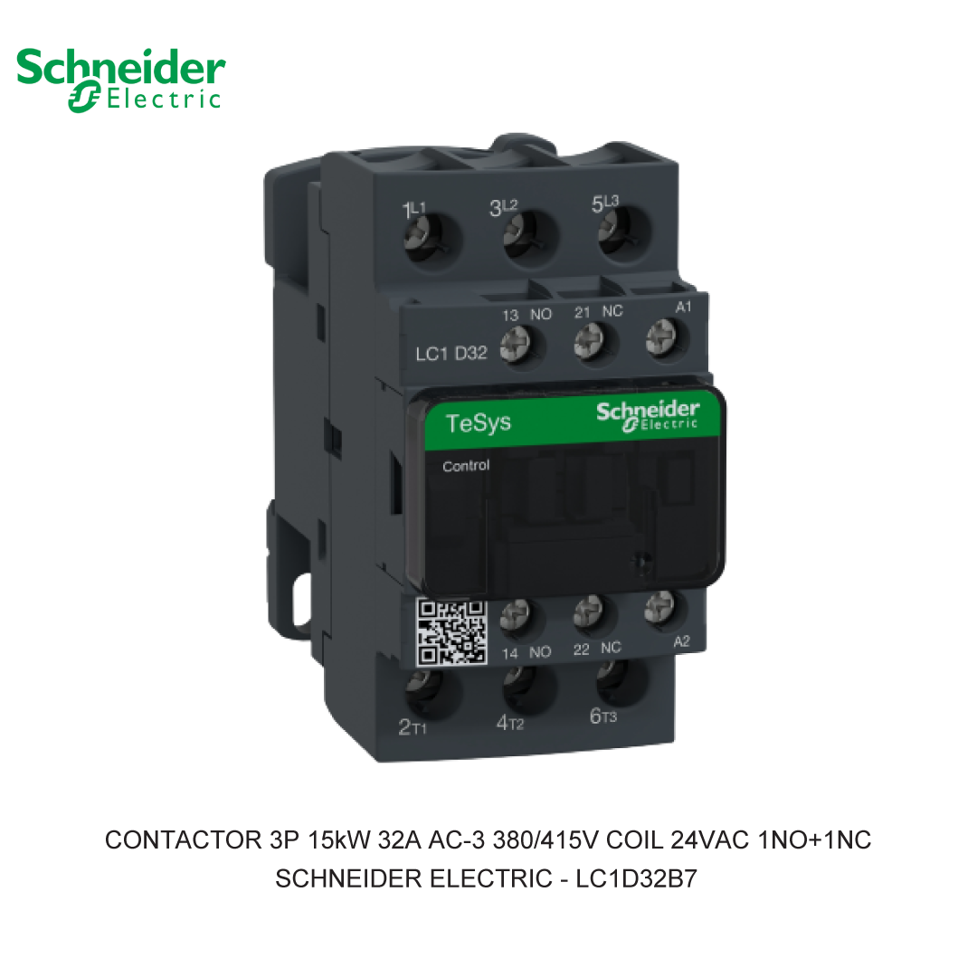 CONTACTOR 3P 15kW 32A AC-3 380/415V COIL 24VAC 1NO+1NC