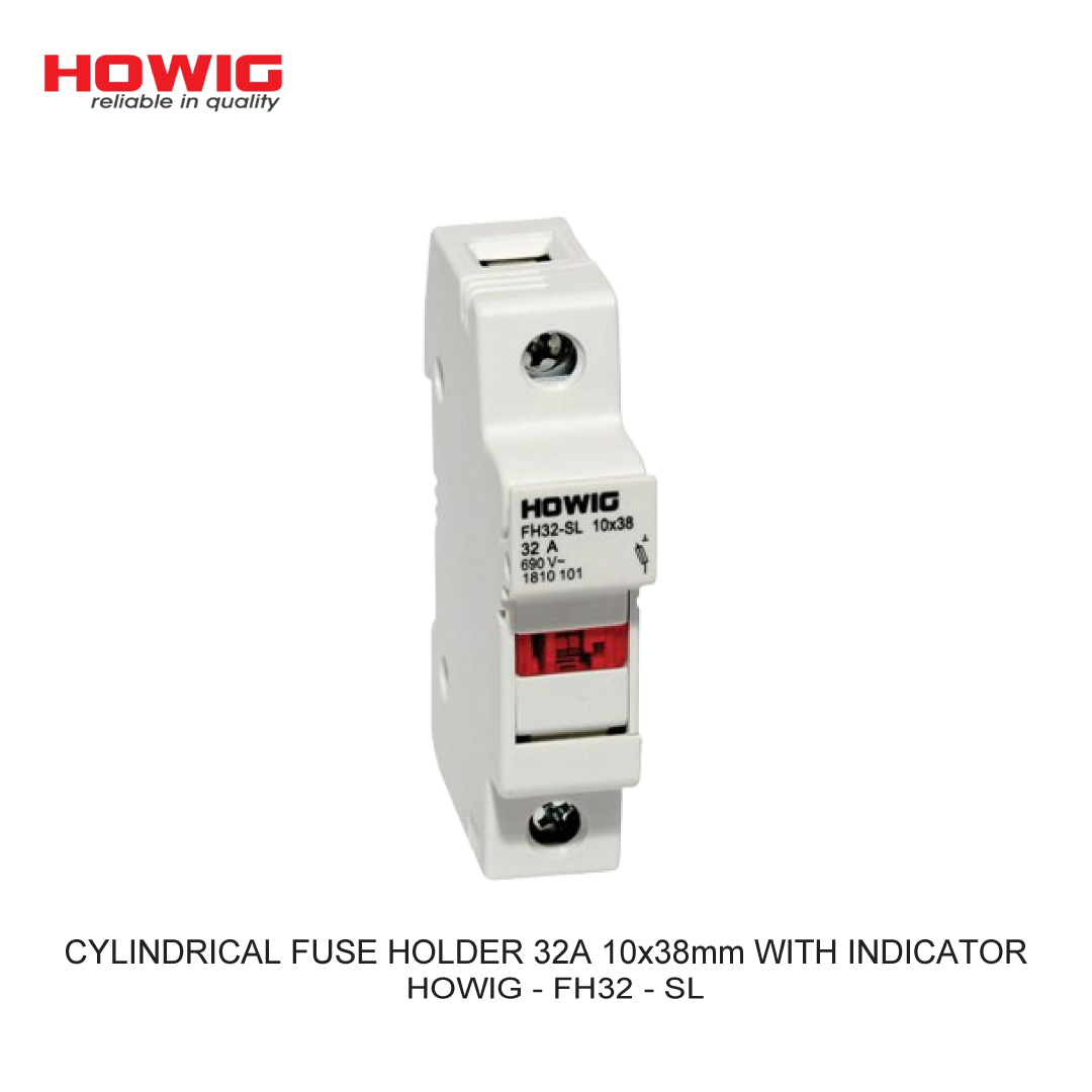 CYLINDRICAL FUSE HOLDER 32A 10x38mm WITH INDICATOR