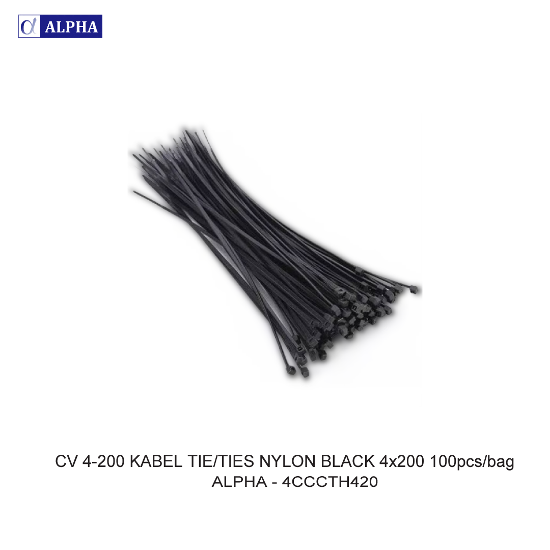 CV 4-200 CABLE TIE/TIES NYLON BLACK 4x200 100pcs/bag