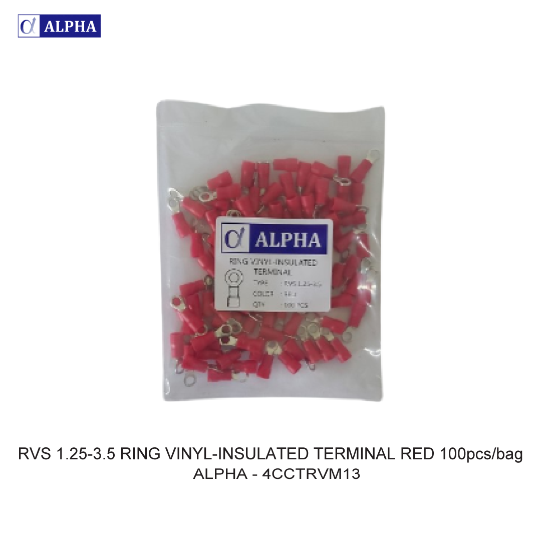 RVS 1.25-3.5 RING VINYL-INSULATED TERMINAL RED 100pcs/bag