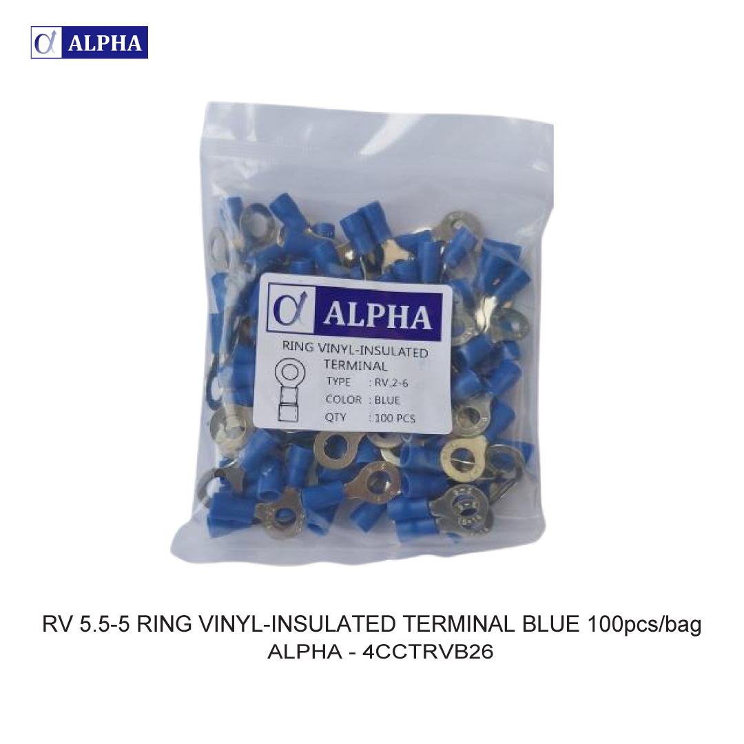 RV 5.5-5 RING VINYL-INSULATED TERMINAL BLUE 100pcs/bag