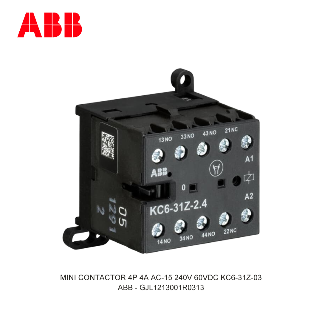 MINI CONTACTOR 4P 4A AC-15 240V 60VDC KC6-31Z-03
