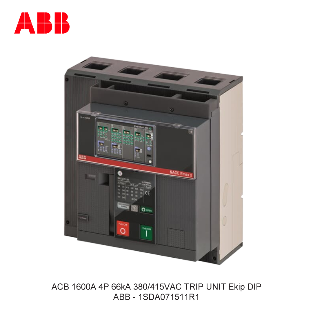 ACB 1600A 4P 66kA 380/415VAC TRIP UNIT Ekip DIP ABB