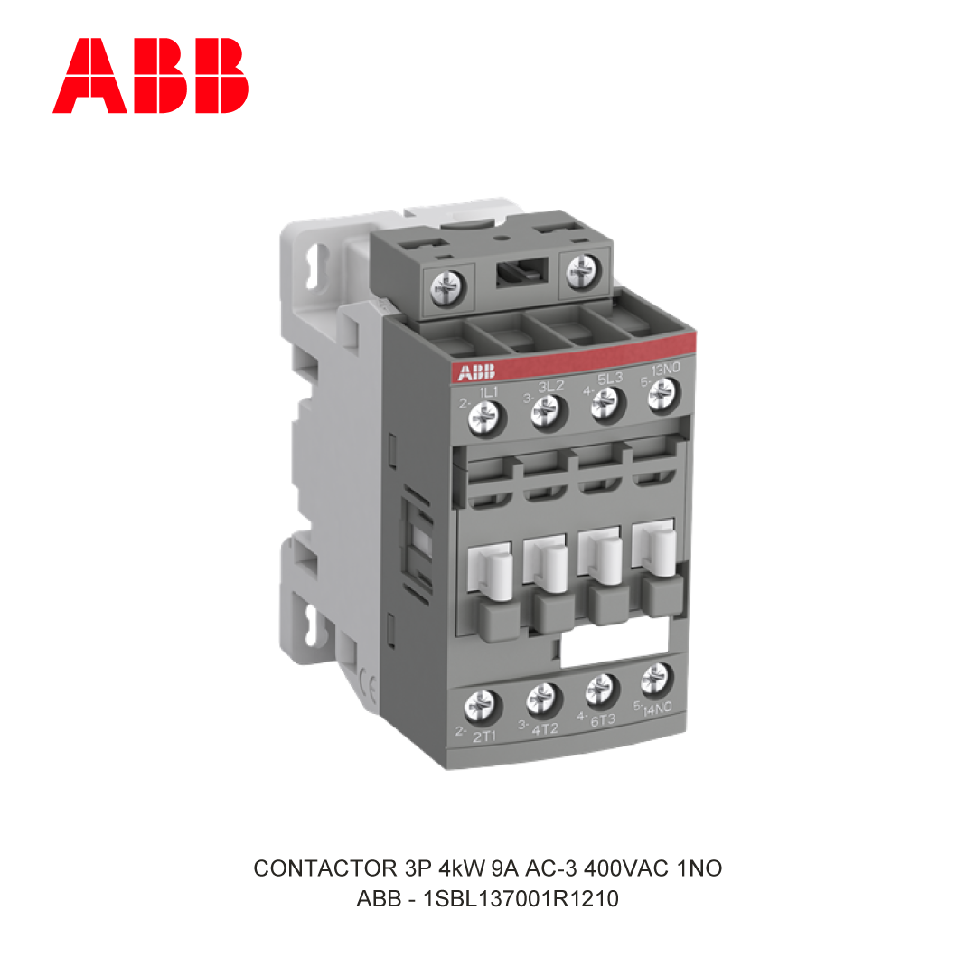 CONTACTOR 3P 4kW 9A AC-3 48-130V AC/DC 400V COIL 1NO