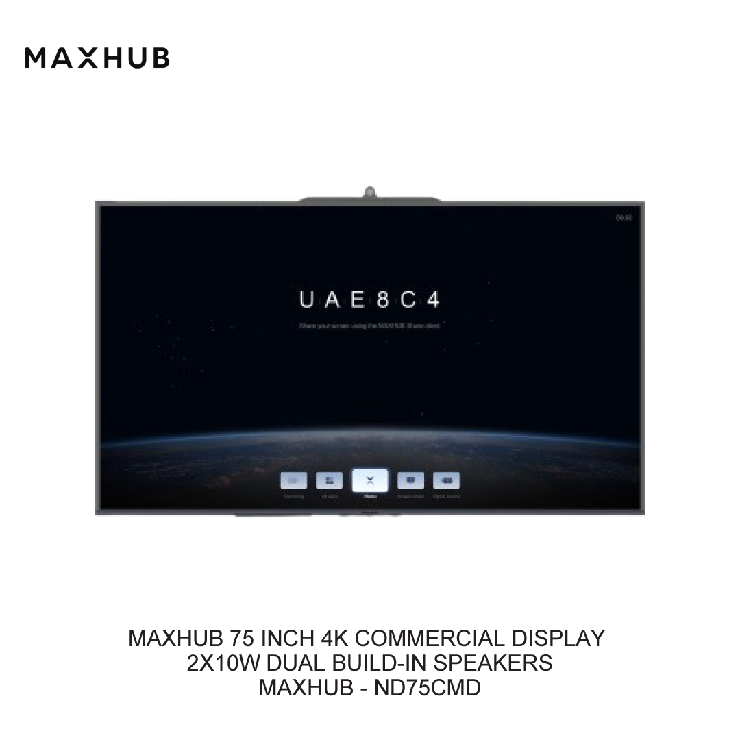 MAXHUB 75 INCH 4K COMMERCIAL DISPLAY 2X10W DUAL BUILD-IN SPEAKERS