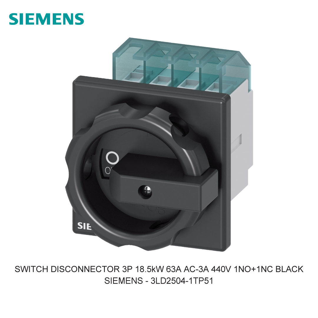 SWITCH DISCONNECTOR 3P 18.5kW 63A AC-3A 440V 1NO+1NC BLACK