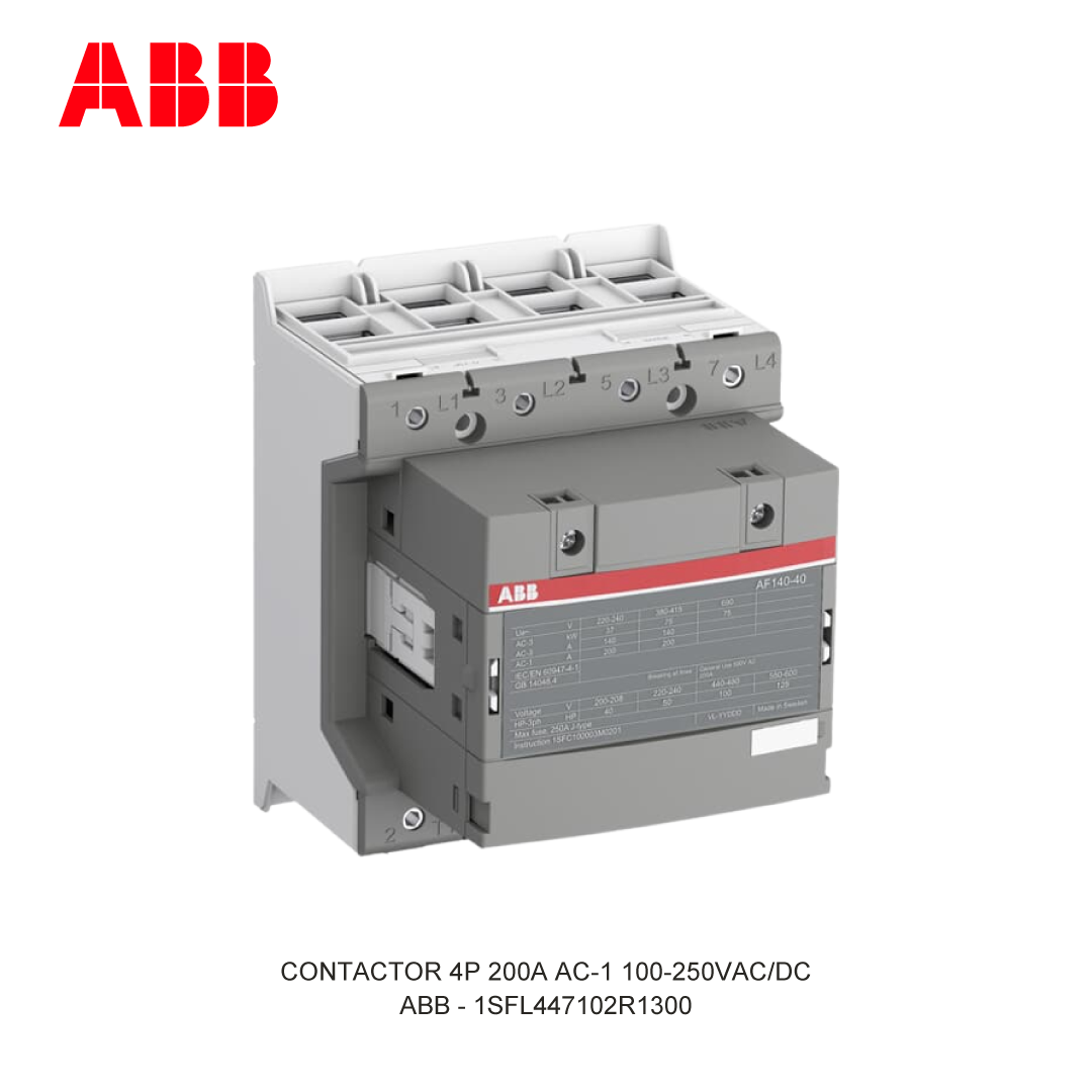 CONTACTOR 4P 200A AC-1 100-250V AC/DC