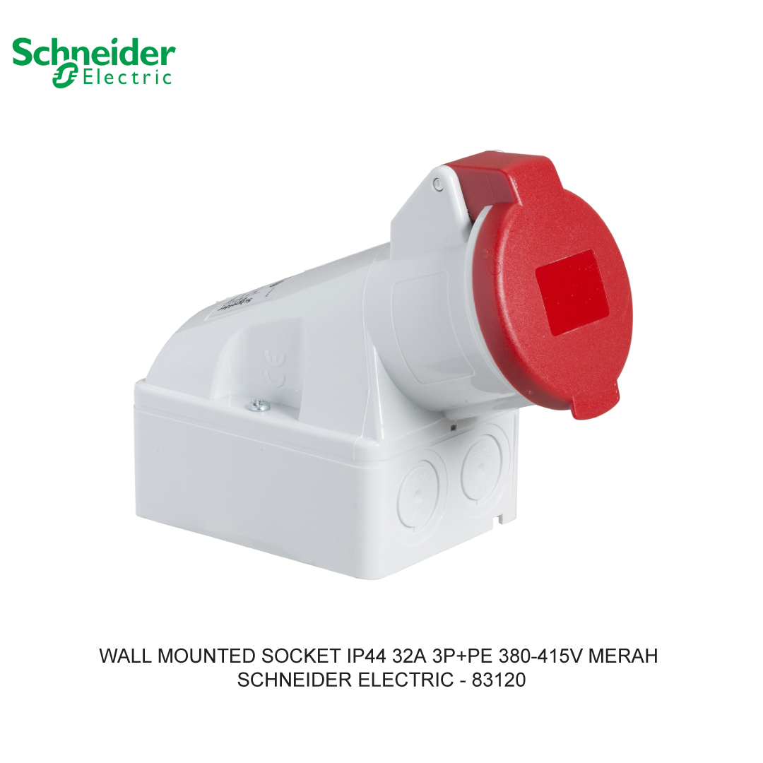 WALL MOUNTED SOCKET IP44 32A 3P+PE 380-415V MERAH