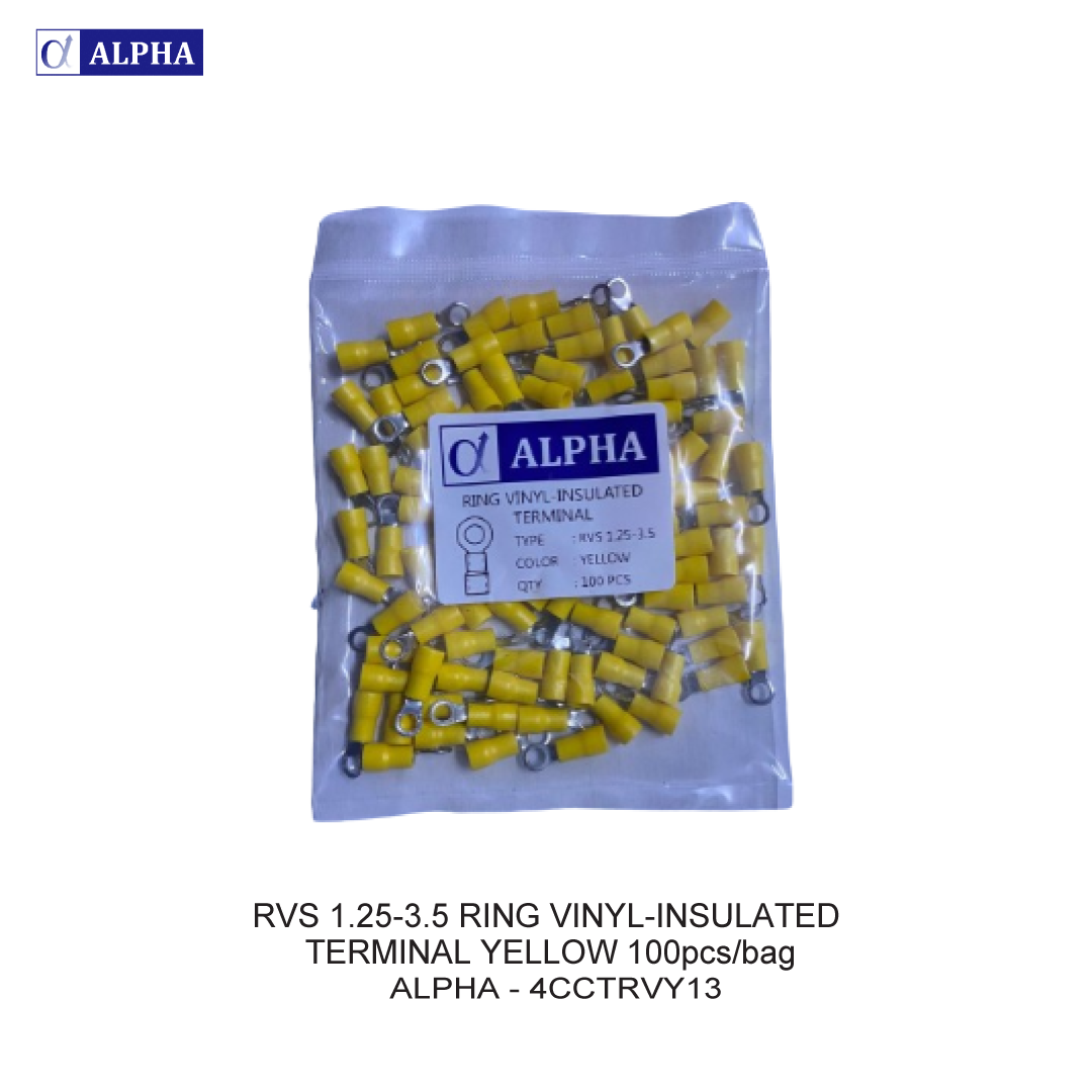 RVS 1.25-3.5 RING VINYL-INSULATED TERMINAL YELLOW 100pcs/bag