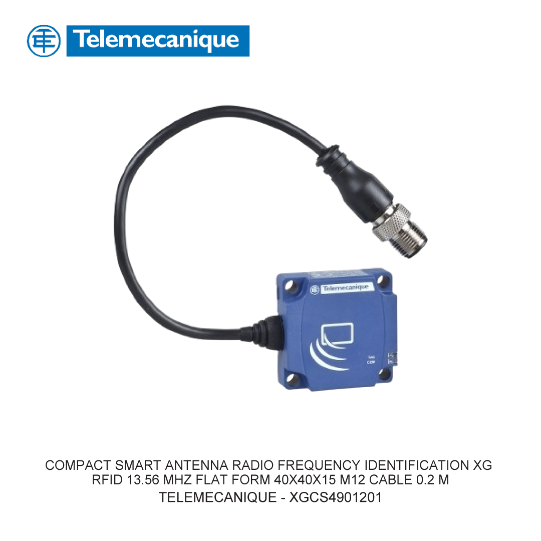 COMPACT SMART ANTENNA RADIO FREQUENCY IDENTIFICATION XG RFID 13.56 MHZ FLAT FORM 40X40X15 M12 CABLE 0.2 M