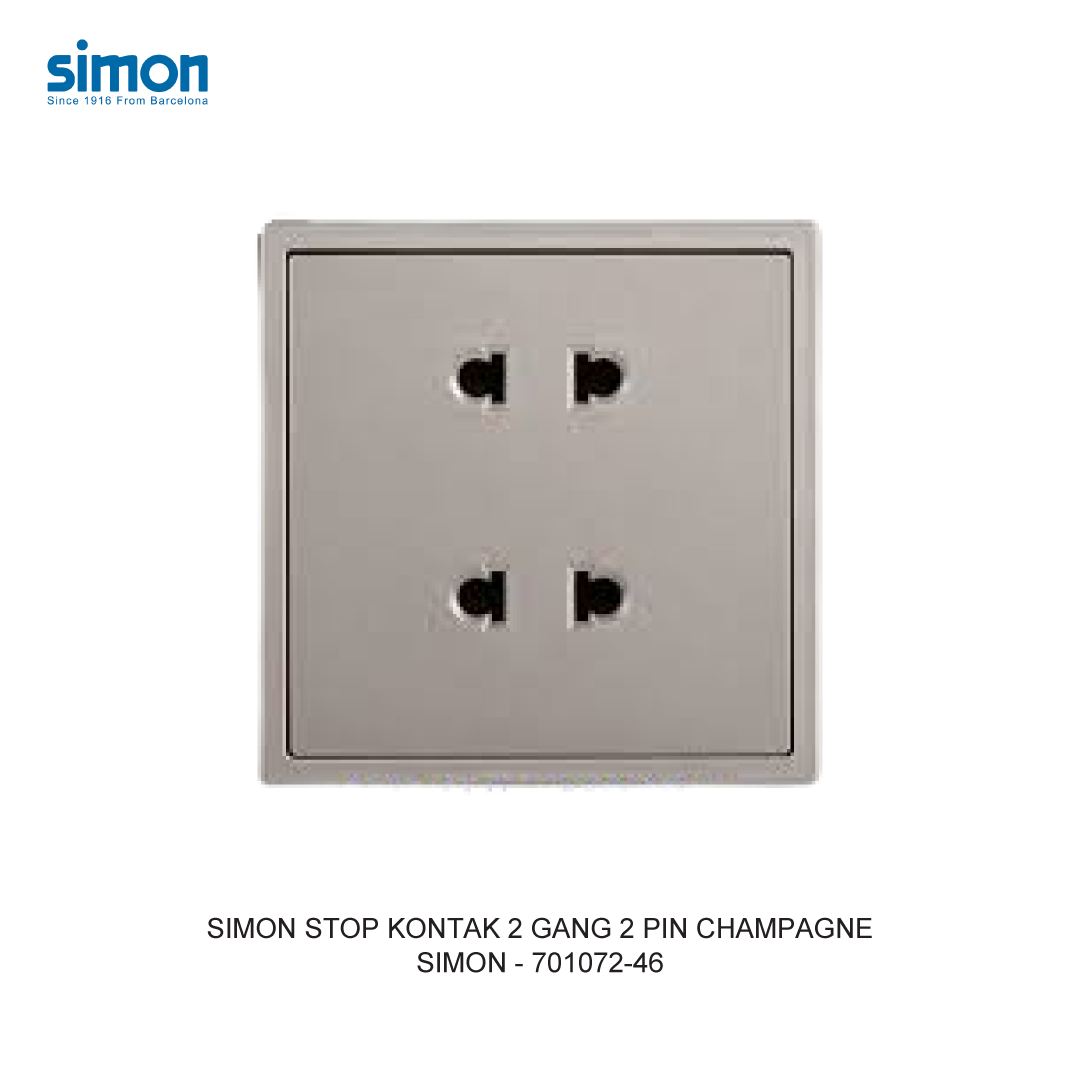 SIMON STOP KONTAK 2 GANG 2 PIN CHAMPAGNE