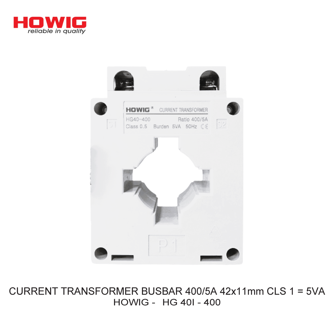 CURRENT TRANSFORMER BUSBAR 400/5A 42x11mm CLS 1 = 5VA