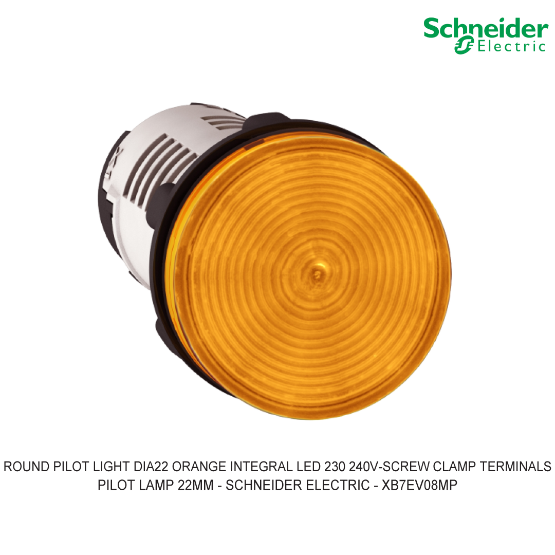 ROUND PILOT LIGHT DIA22 ORANGE INTEGRAL LED 230 240V-SCREW CLAMP TERMINALS