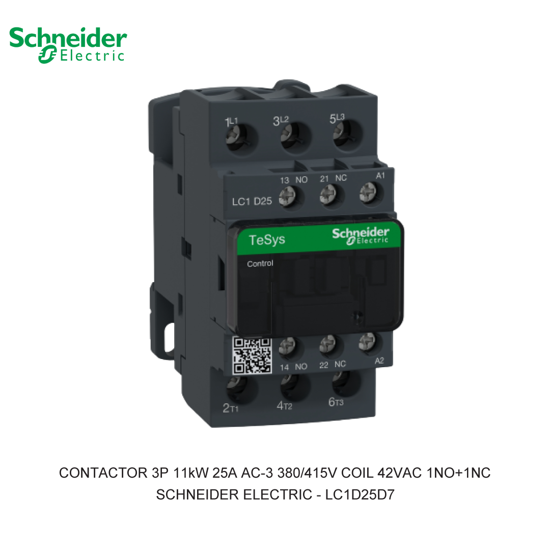 CONTACTOR 3P 11kW 25A AC-3 380/415V COIL 42VAC 1NO+1NC