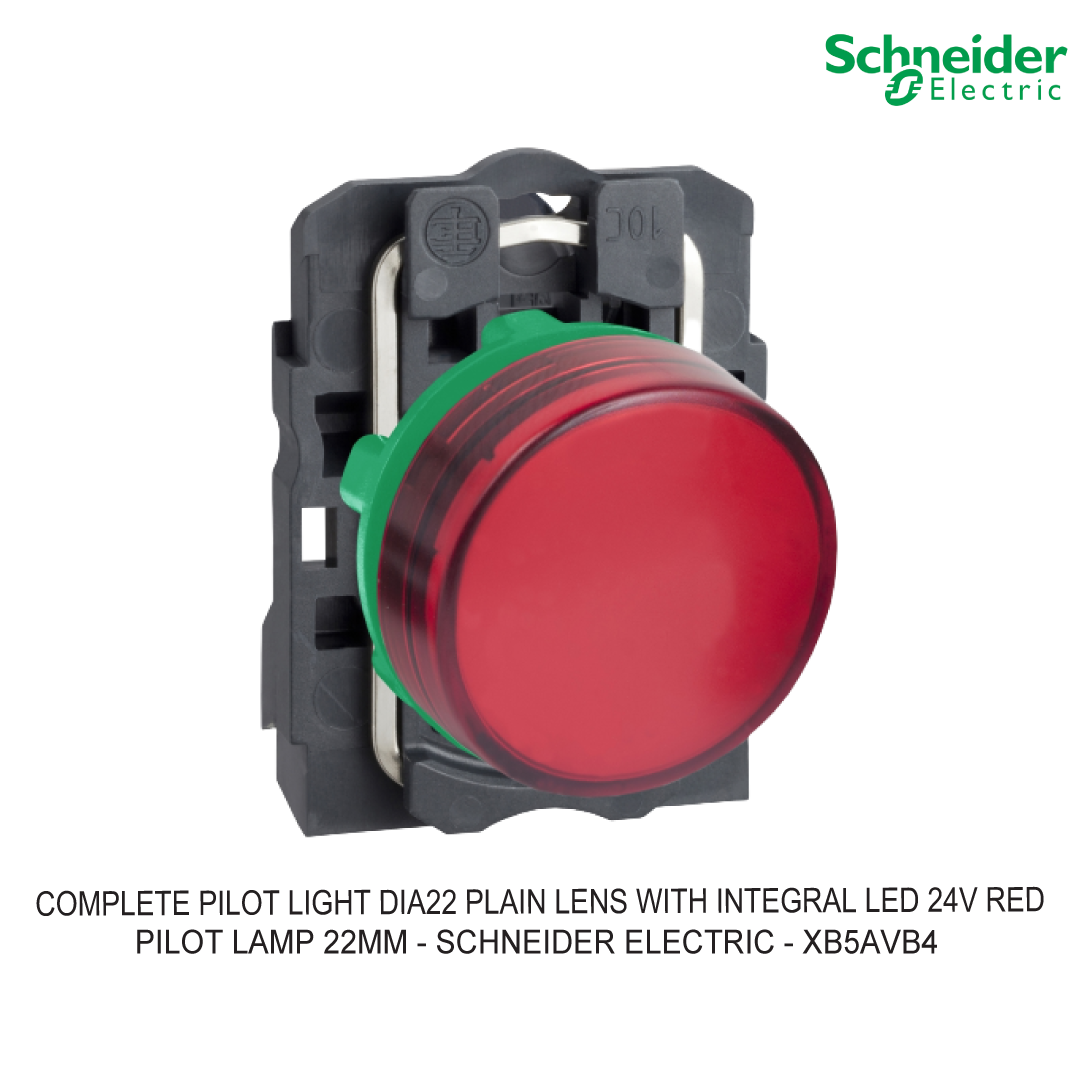 COMPLETE PILOT LIGHT DIA22 PLAIN LENS WITH INTEGRAL LED 24V RED