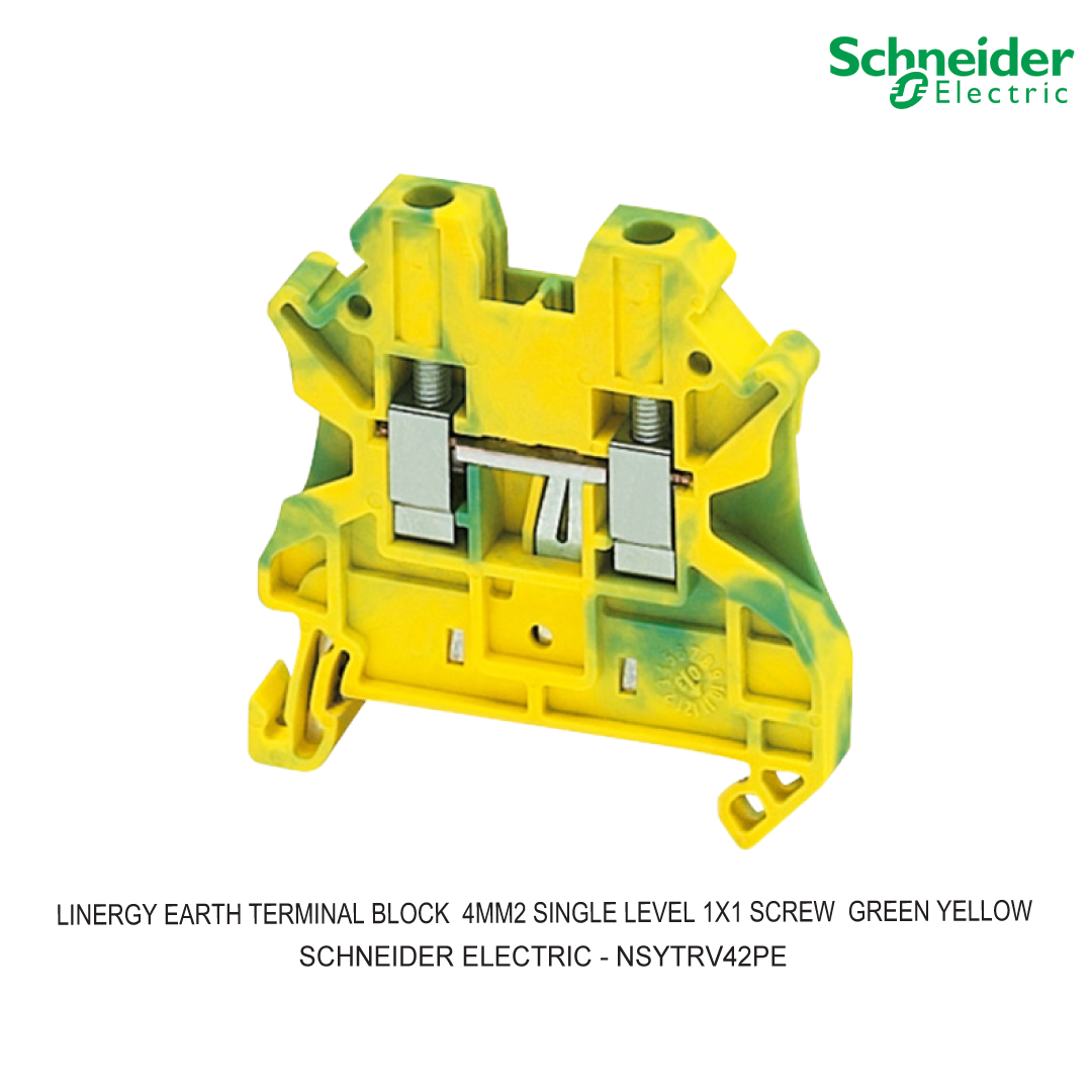 LINERGY EARTH TERMINAL BLOCK  4MM2 SINGLE LEVEL 1X1 SCREW  GREEN YELLOW