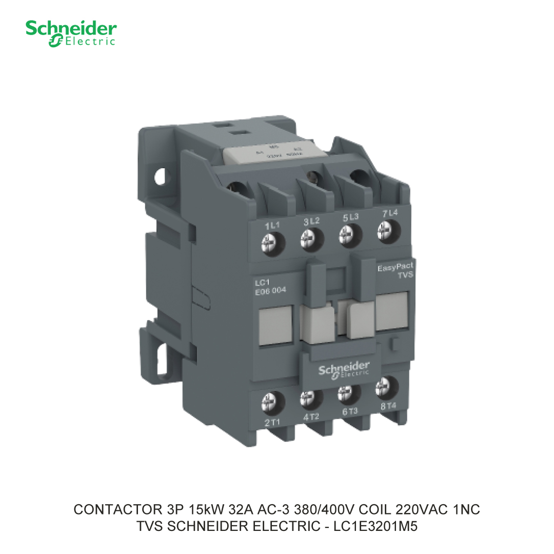 CONTACTOR 3P 15kW 32A AC-3 380/400V COIL 220VAC 1NC