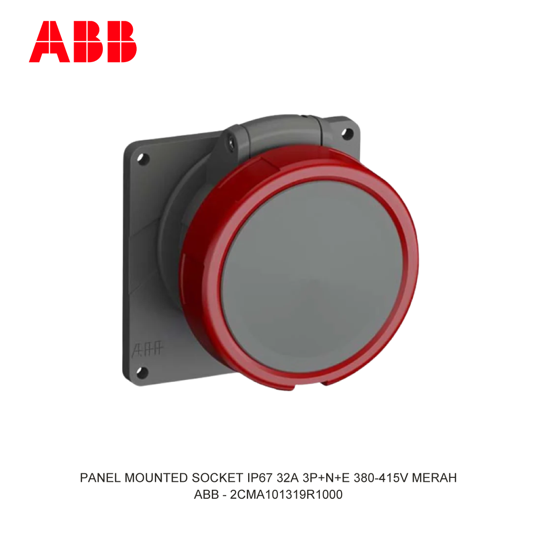 PANEL MOUNTED SOCKET IP67 32A 3P+N+E 380-415V MERAH