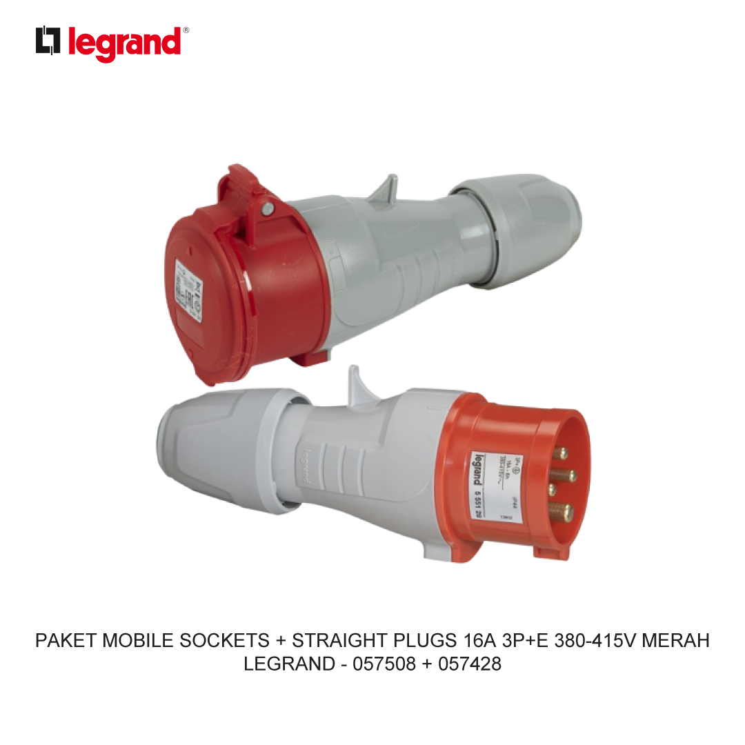 PACKAGE MOBILE SOCKETS + STRAIGHT PLUGS 16A 3P+E 380-415V RED