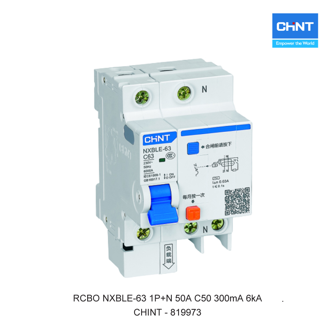 RCBO NXBLE-63 1P+N 50A C50 300mA 6kA