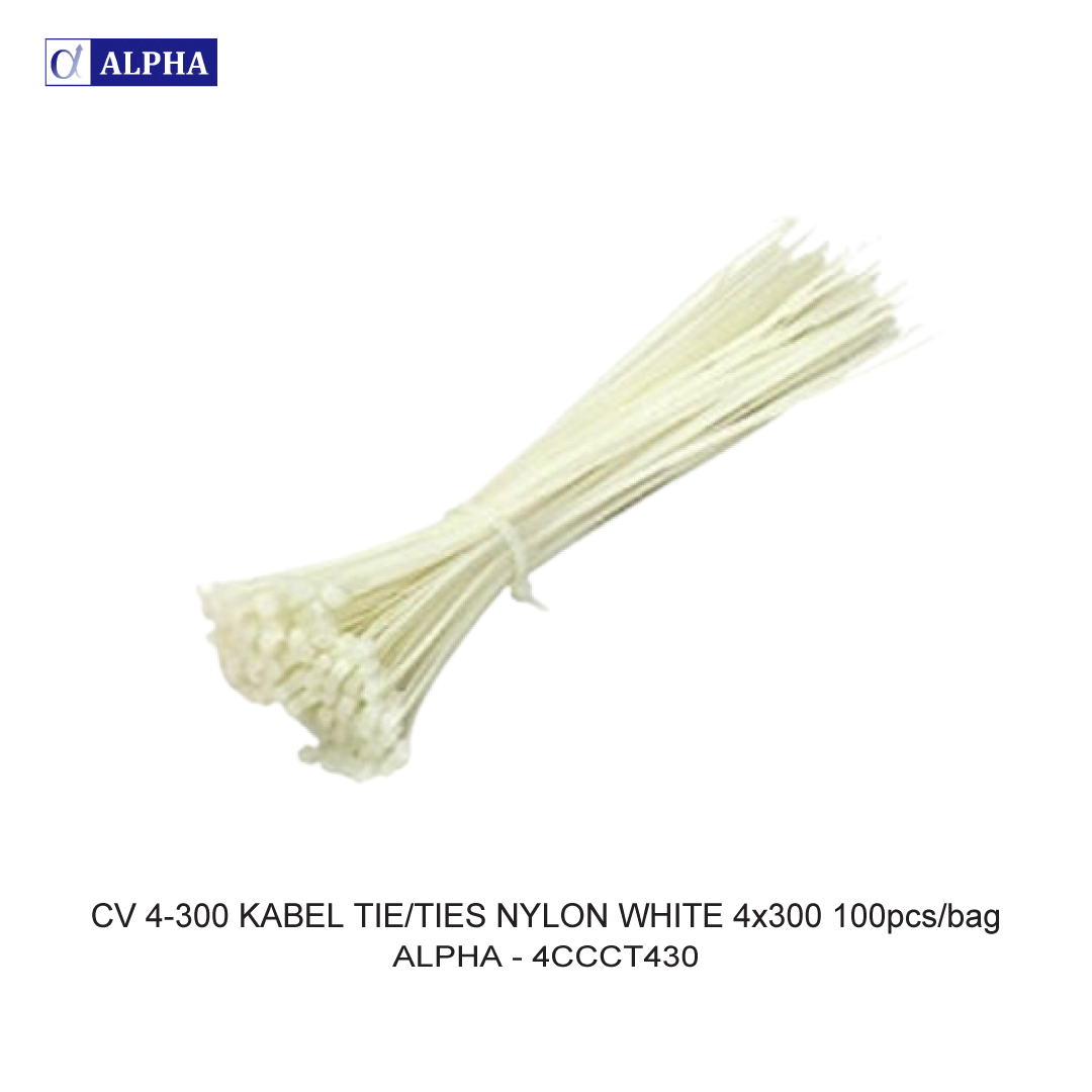 CV 4-300 CABLE TIE/TIES NYLON WHITE 4x300 100pcs/bag
