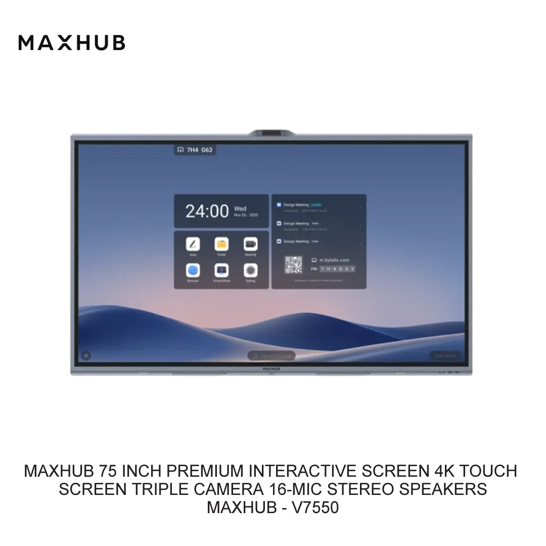 MAXHUB 75 INCH PREMIUM INTERACTIVE SCREEN 4K TOUCH SCREEN TRIPLE CAMERA 16-MIC STEREO SPEAKERS