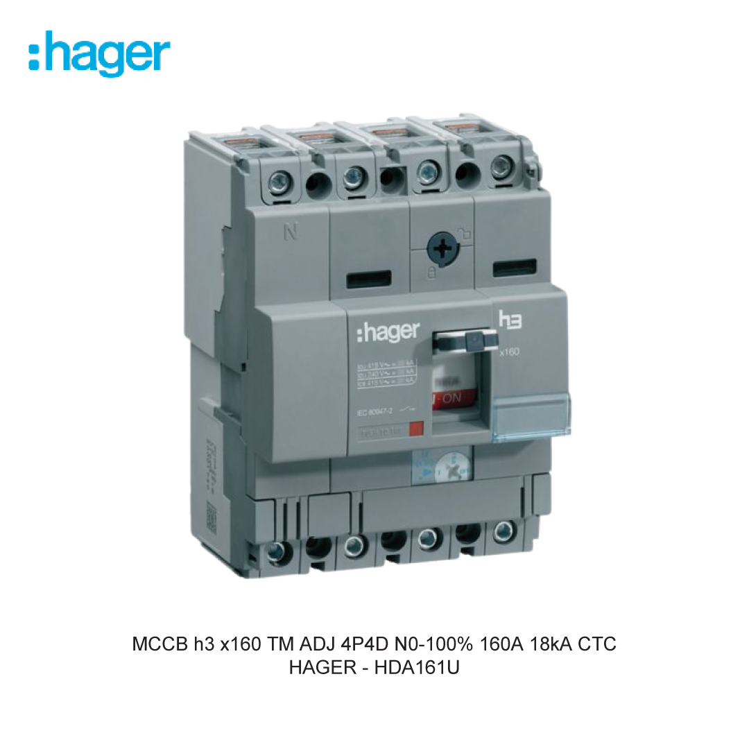 MCCB h3 x160 TM ADJ 4P4D N0-100% 160A 18kA CTC