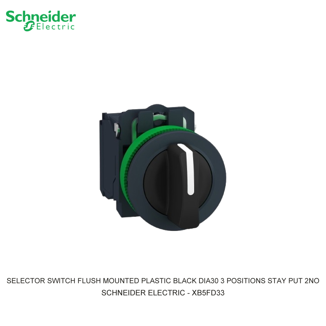 SELECTOR SWITCH FLUSH MOUNTED PLASTIC BLACK DIA30 3 POSITIONS STAY PUT 2NO