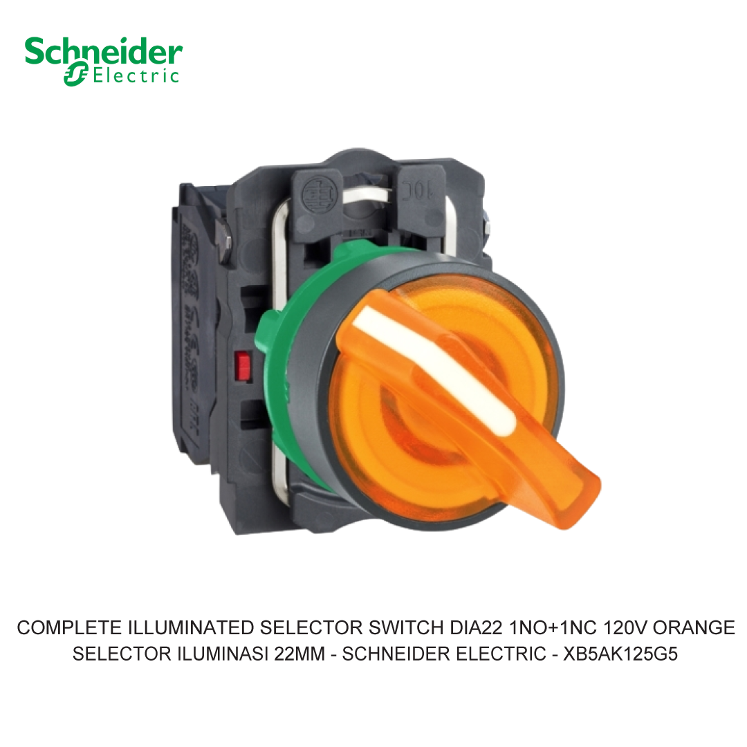 COMPLETE ILLUMINATED SELECTOR SWITCH 2-POSITION STAY PUT 1NO+1NC 120V ORANGE