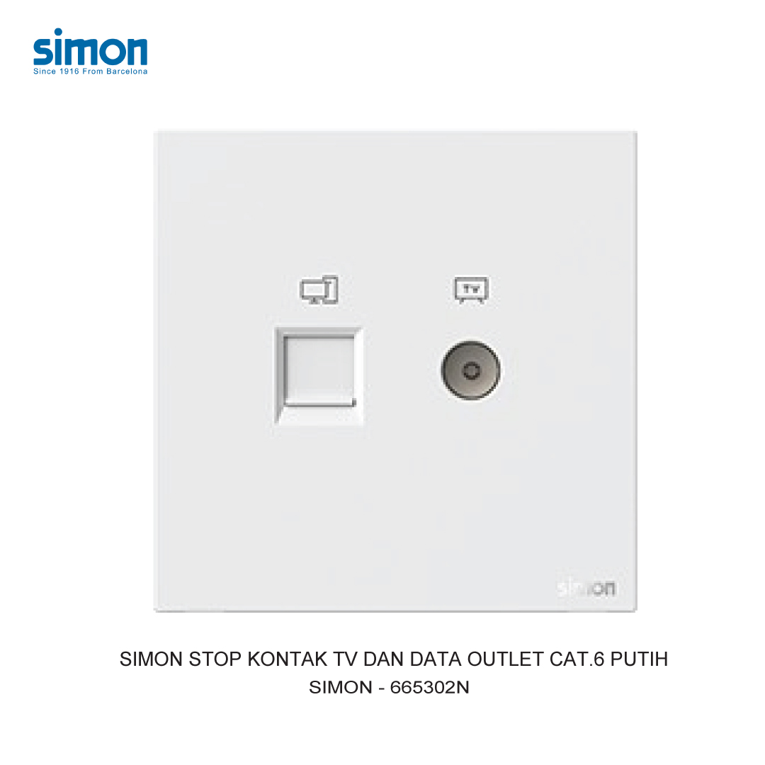 SIMON TV AND DATA OUTLET CAT.6 WHITE