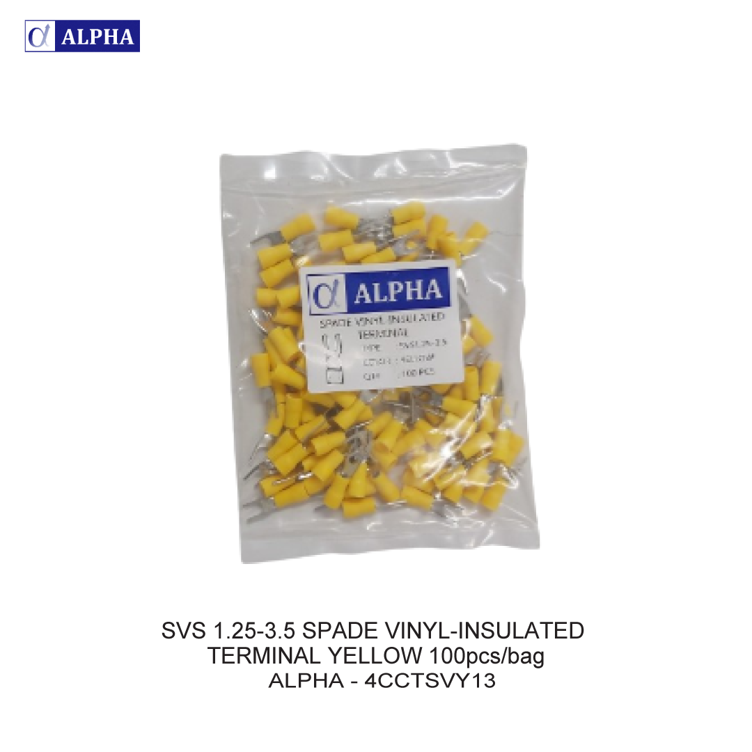 SVS 1.25-3.5 SPADE VINYL-INSULATED TERMINAL YELLOW 100pcs/bag